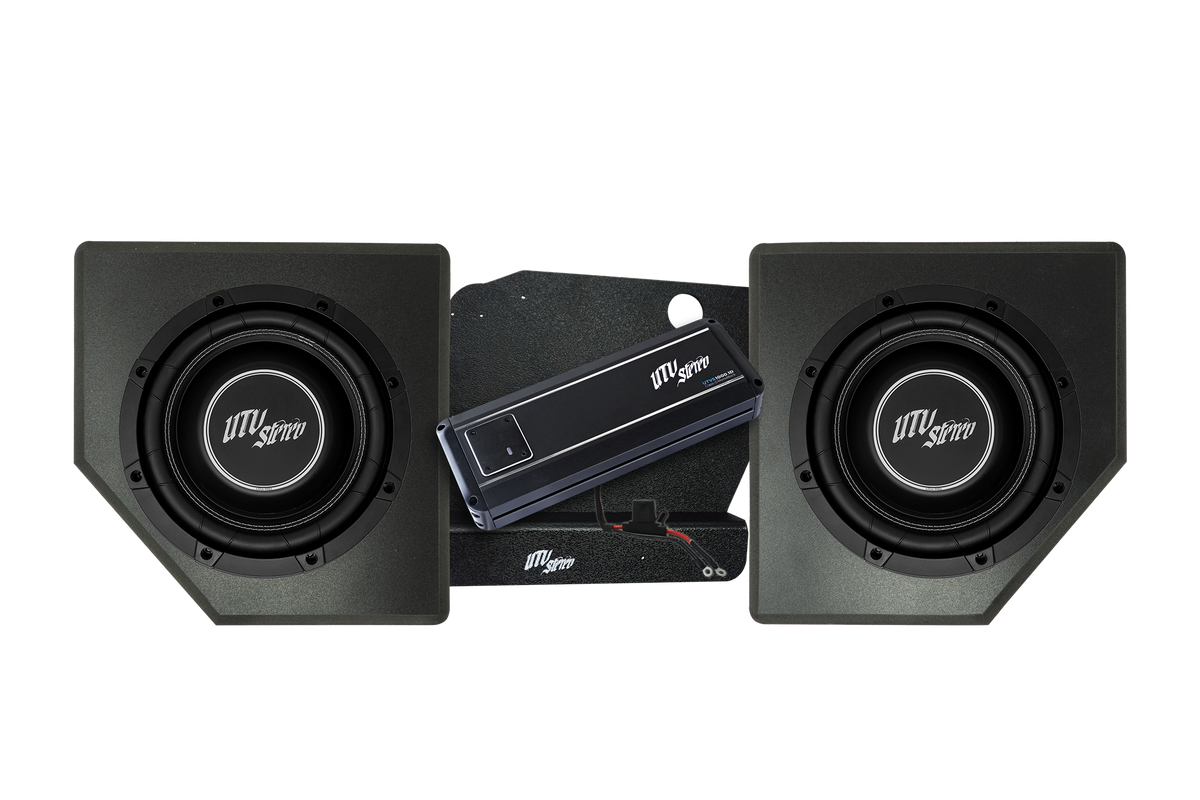 UTV Stereo subwoofer and amplifier audio kit with mounting bracket