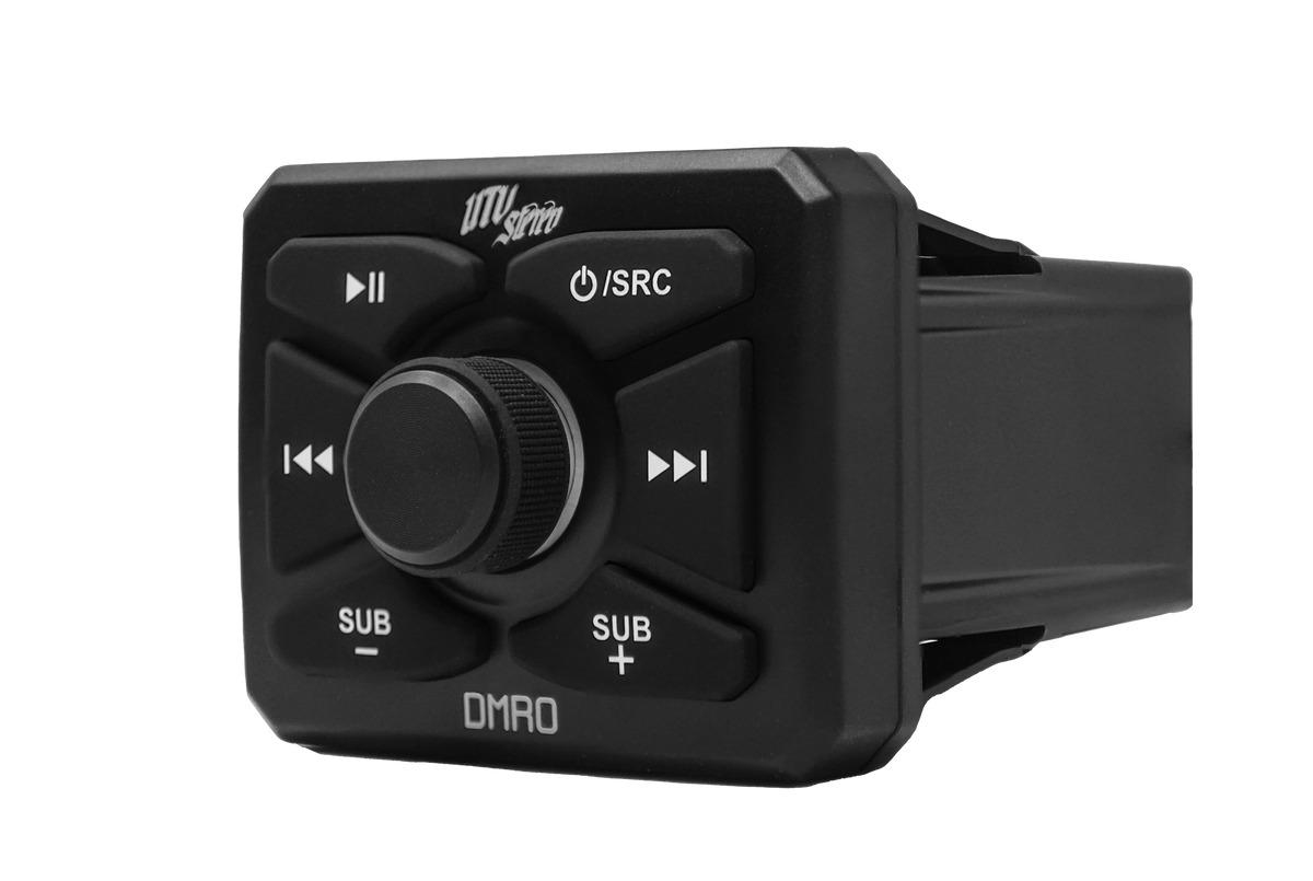 UTV Stereo DMRO digital media receiver with central volume knob and playback control buttons