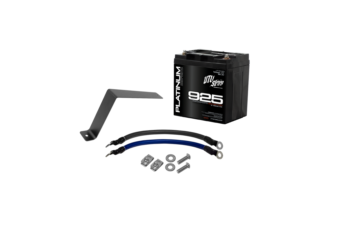 UTV Stereo 925 AGM battery with mounting bracket and cable kit