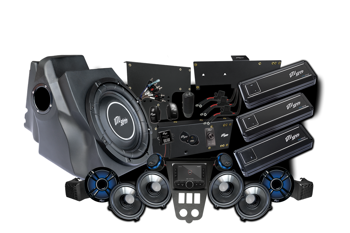 UTV Stereo audio system kit with subwoofer enclosure amplifiers speakers and head unit