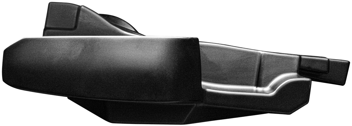Black molded plastic automotive interior trim component
