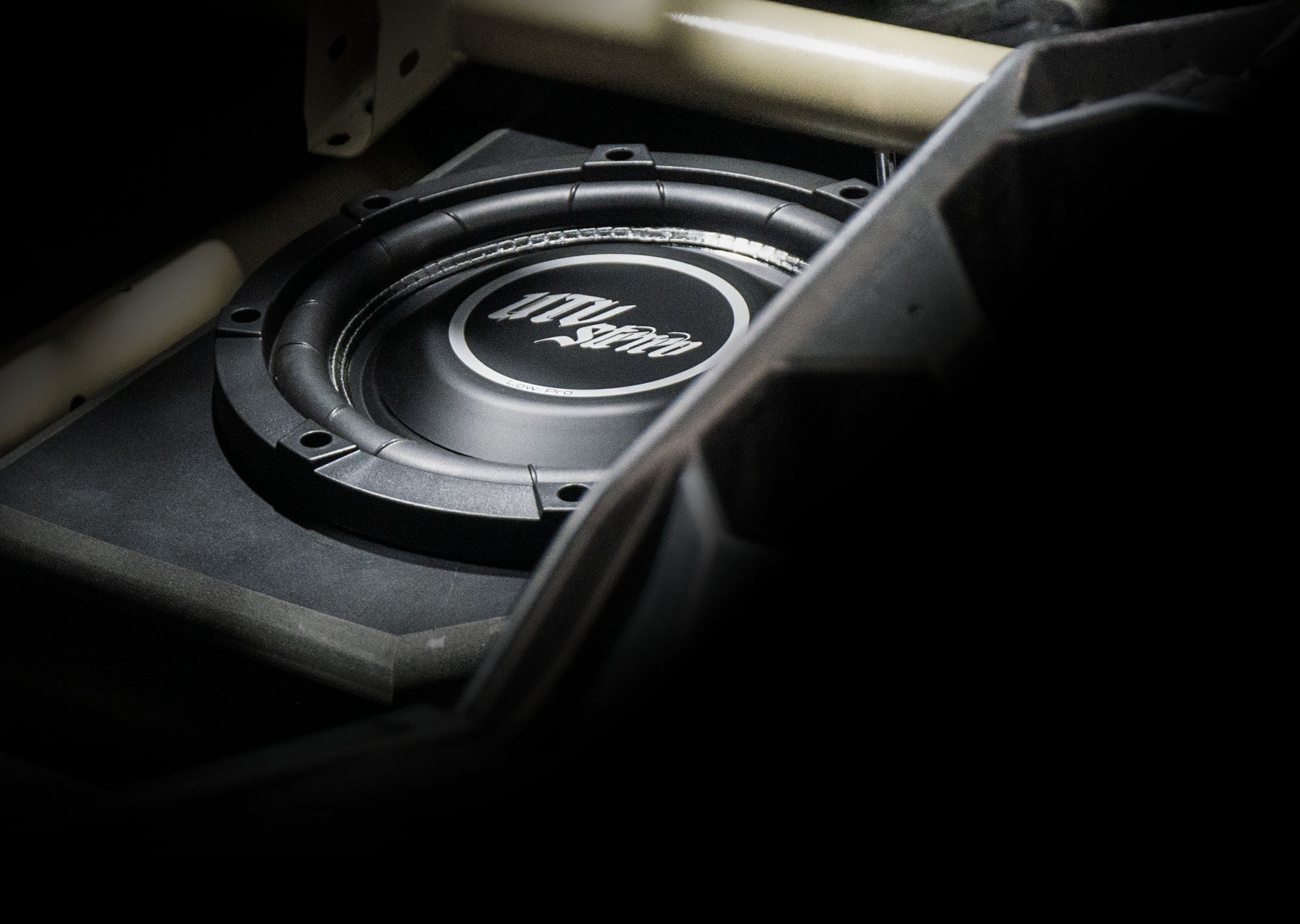 17+ Can-Am® X3 Rear Low-Profile Passenger Side 10 Subwoofer Enclosure Unloaded | UTVS-X3-ENC-LP-RPASS