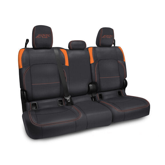PRP Jeep Wrangler JT Rear Bench Covers - with no Armrest - Black/Orange