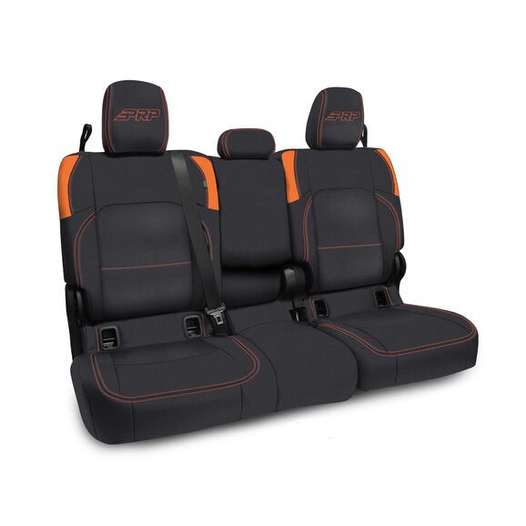 PRP Jeep Wrangler JT Rear Bench Covers - with Armrest - Black/Orange