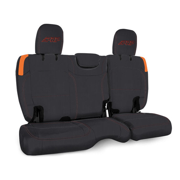 PRP Jeep Wrangler JL Rear Bench CoversU - 4 door with no armrest - Black/Orange