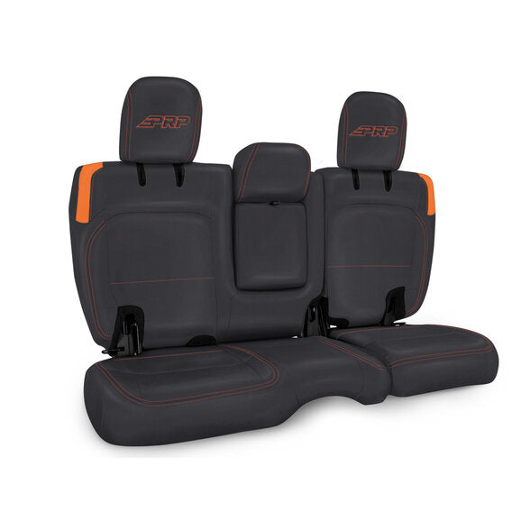 PRP Jeep Wrangler JL Rear Bench CoversU - 4 door with Armrest - Black/Orange