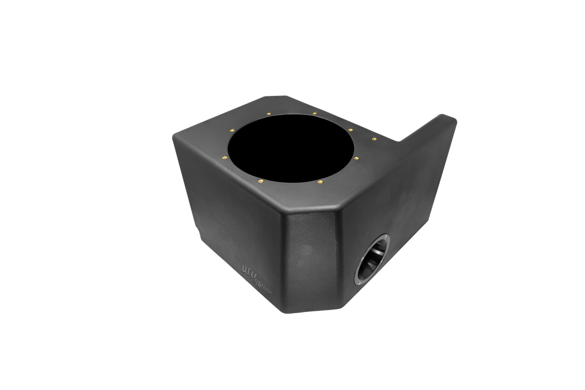 UTV Stereo black subwoofer enclosure with circular speaker mount