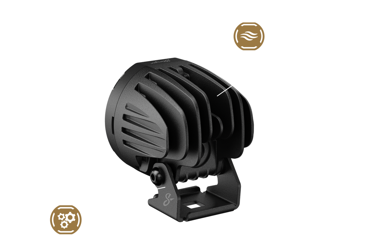 Stinger LED work light with heat sink fins and mounting bracket