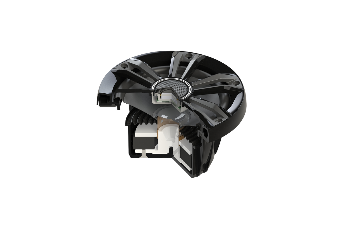 UTV Stereo subwoofer cross section showing internal components