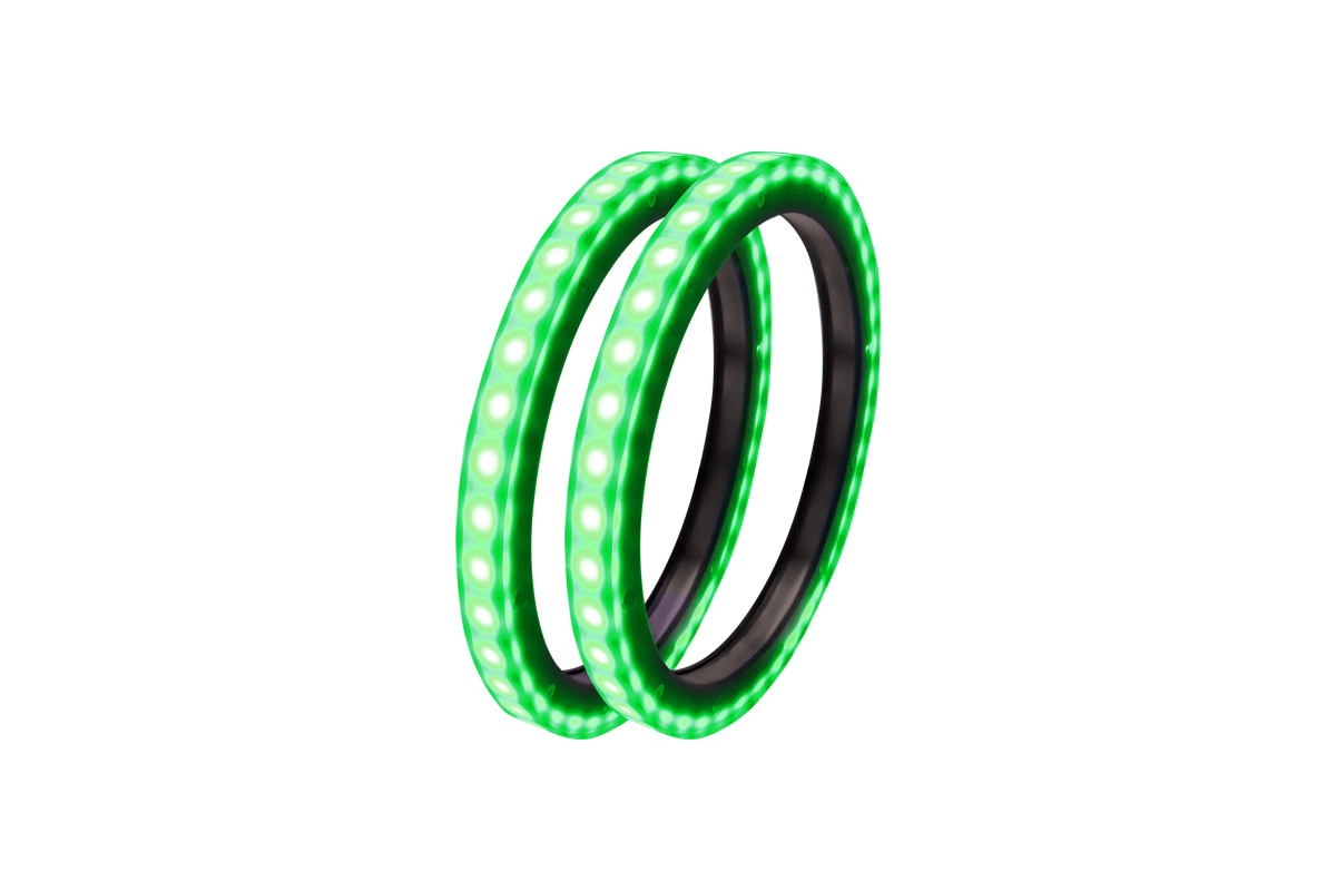Two circular green LED light rings