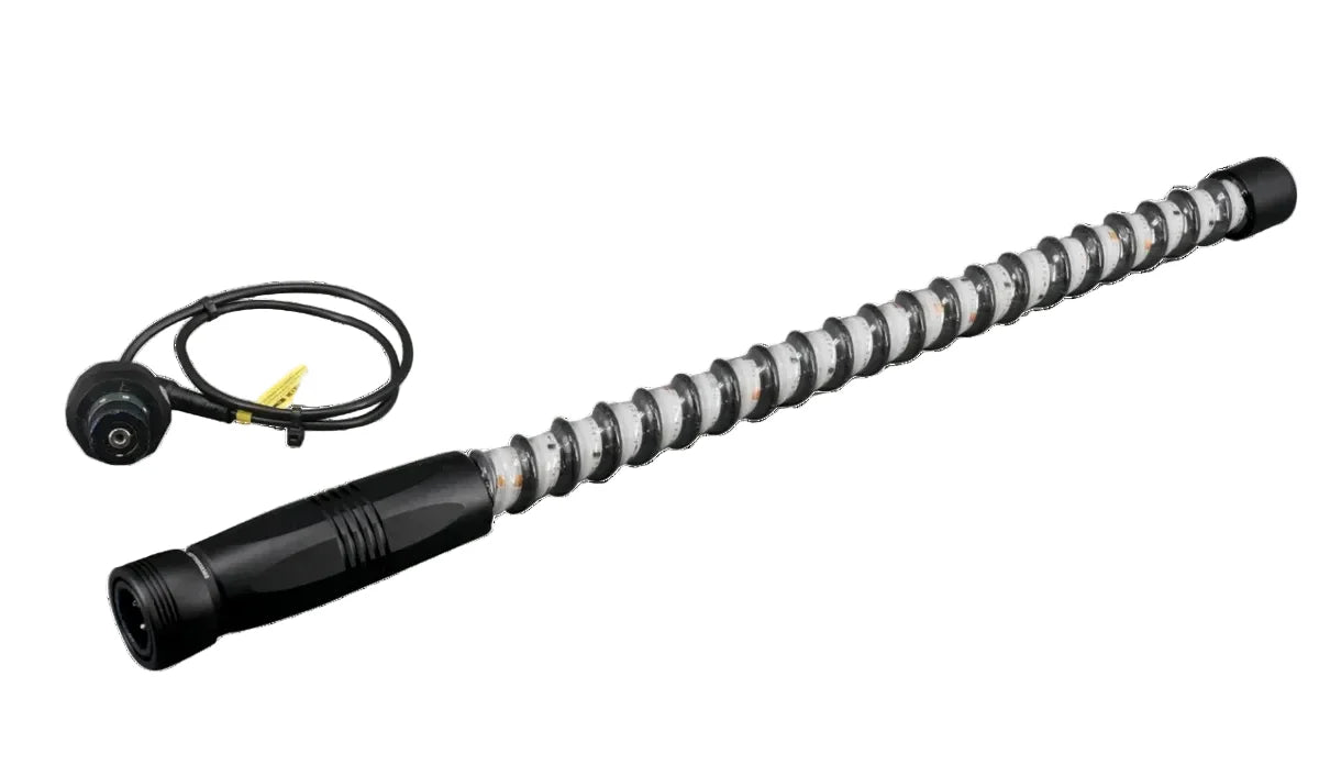 Flexible LED inspection light wand with black handle and power cable