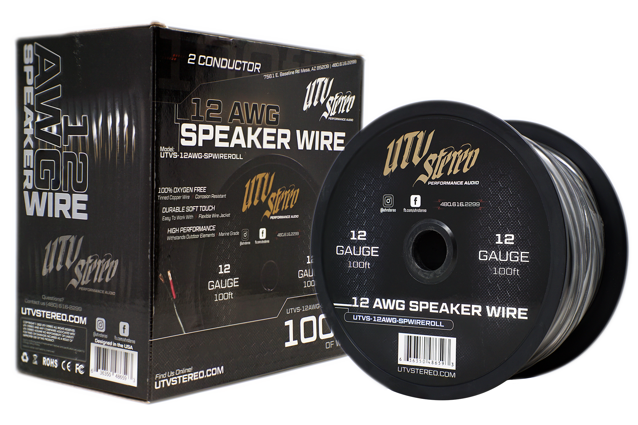 12 AWG Speaker Wire Roll - 12ft | UTVS-12AWG-SPWIRE-12