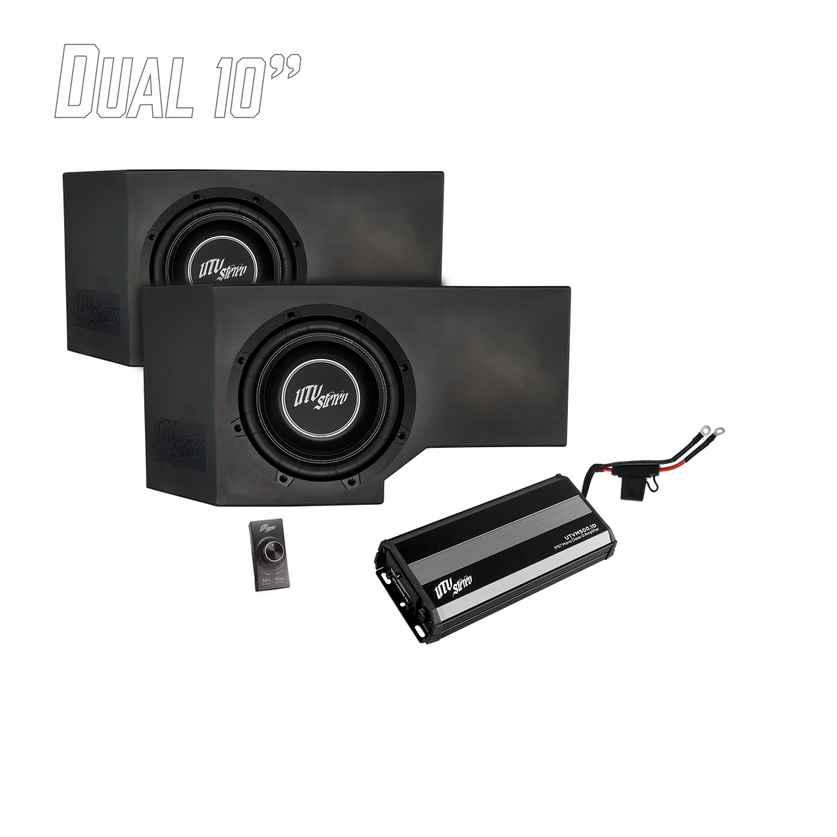 UTV Stereo dual 10 inch subwoofer enclosure with amplifier and bass controller