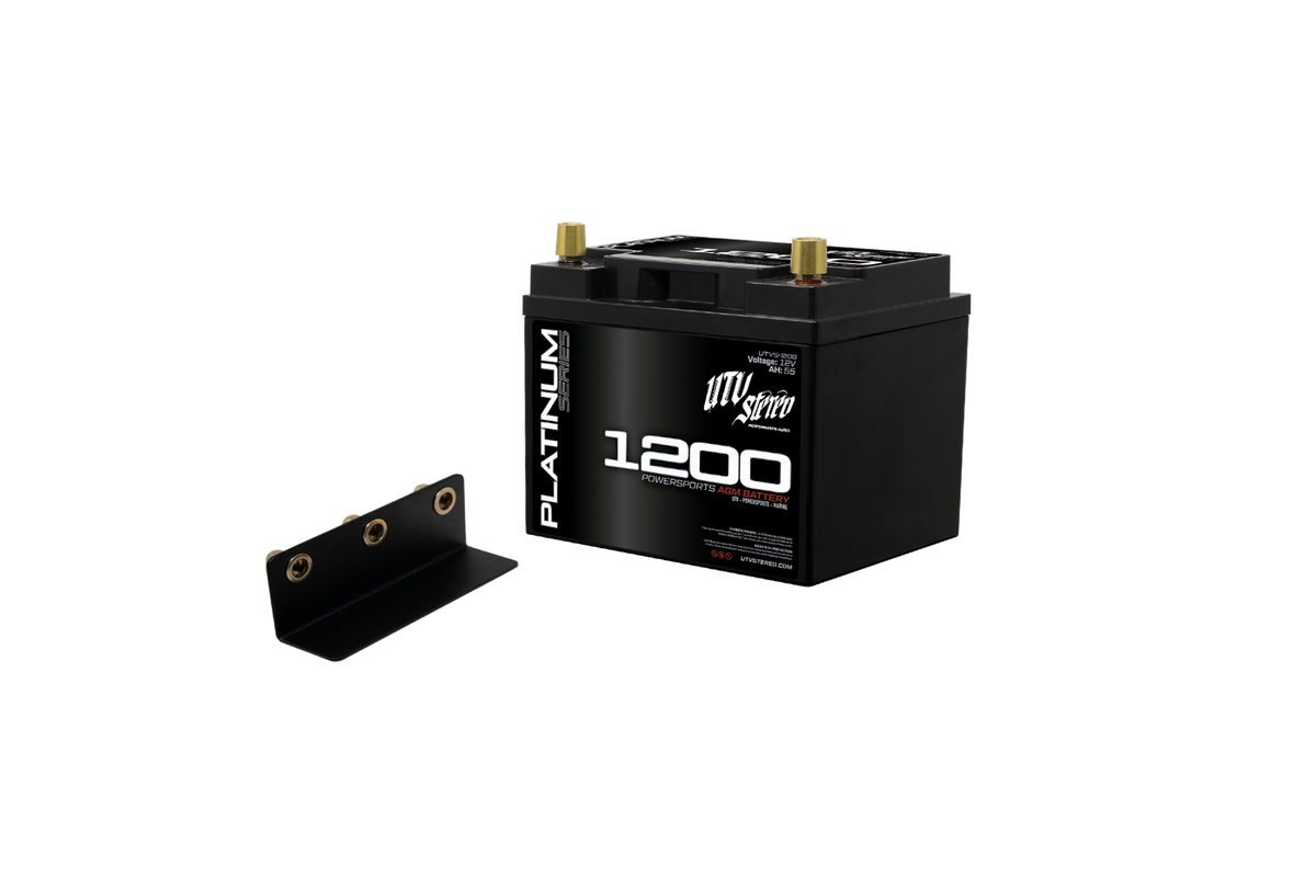 UTV Stereo Platinum Series 1200 AGM powersports battery with mounting bracket