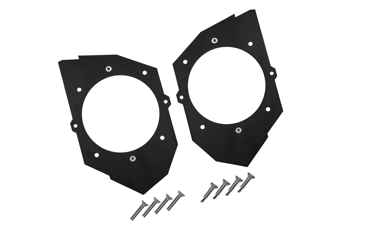 UTV Stereo black speaker mounting plates with included mounting hardware