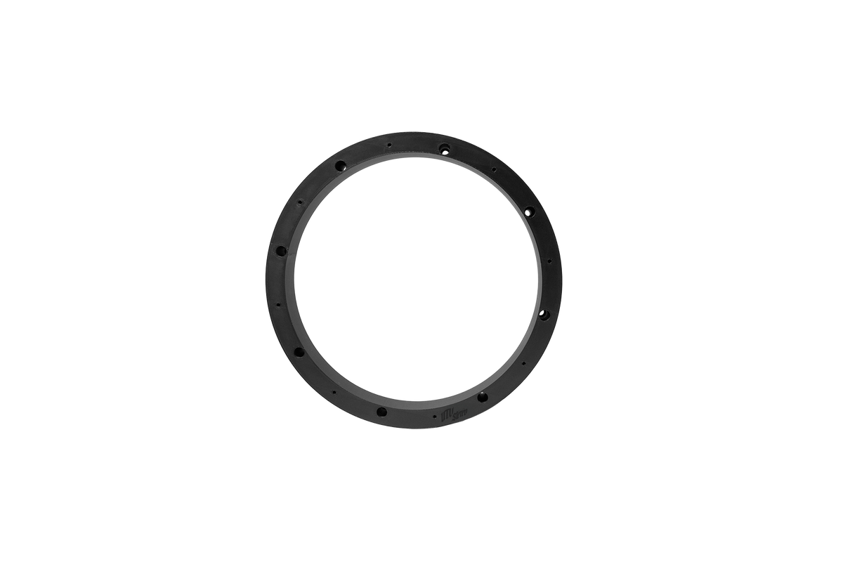 Black circular UTV Stereo speaker mounting ring with predrilled screw holes