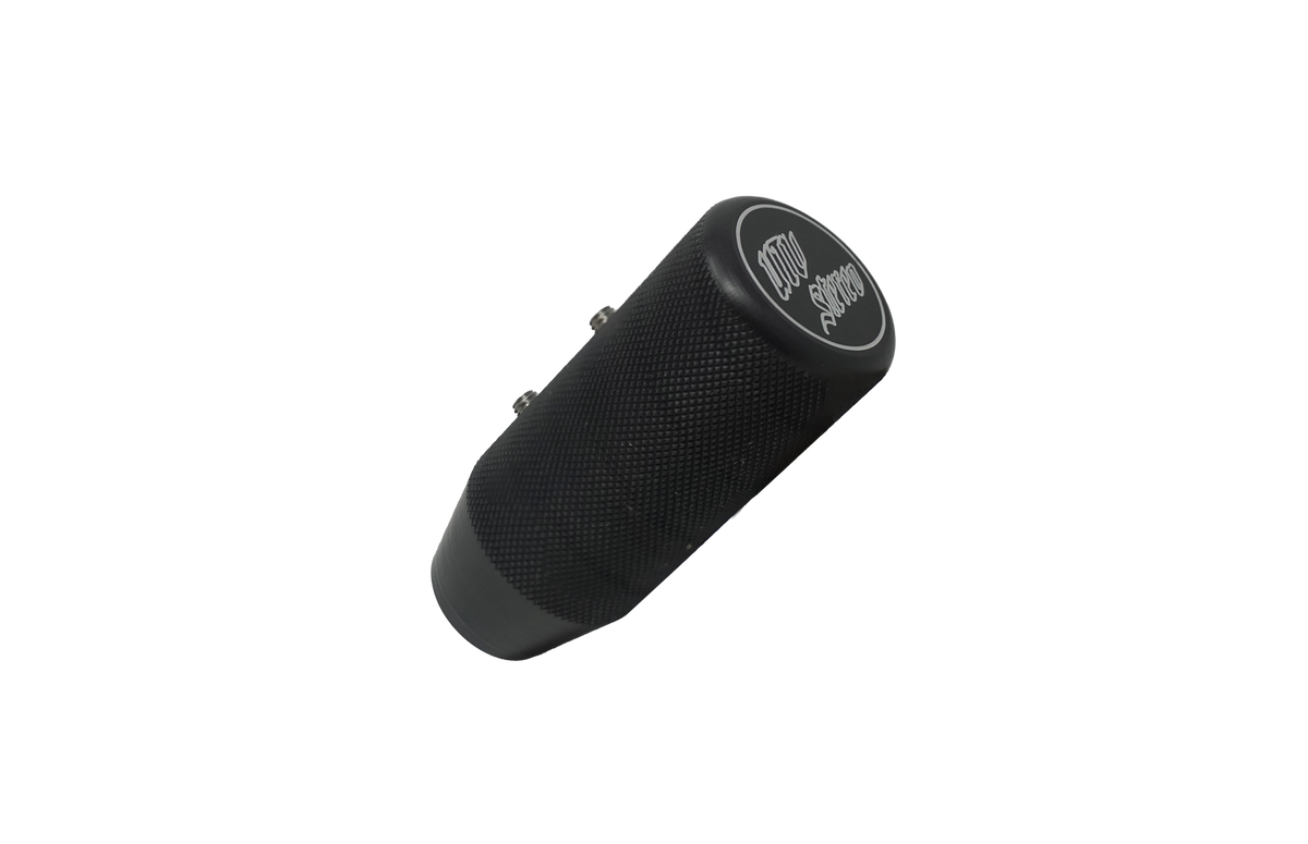 Black knurled metal shift knob with MW Stereo logo