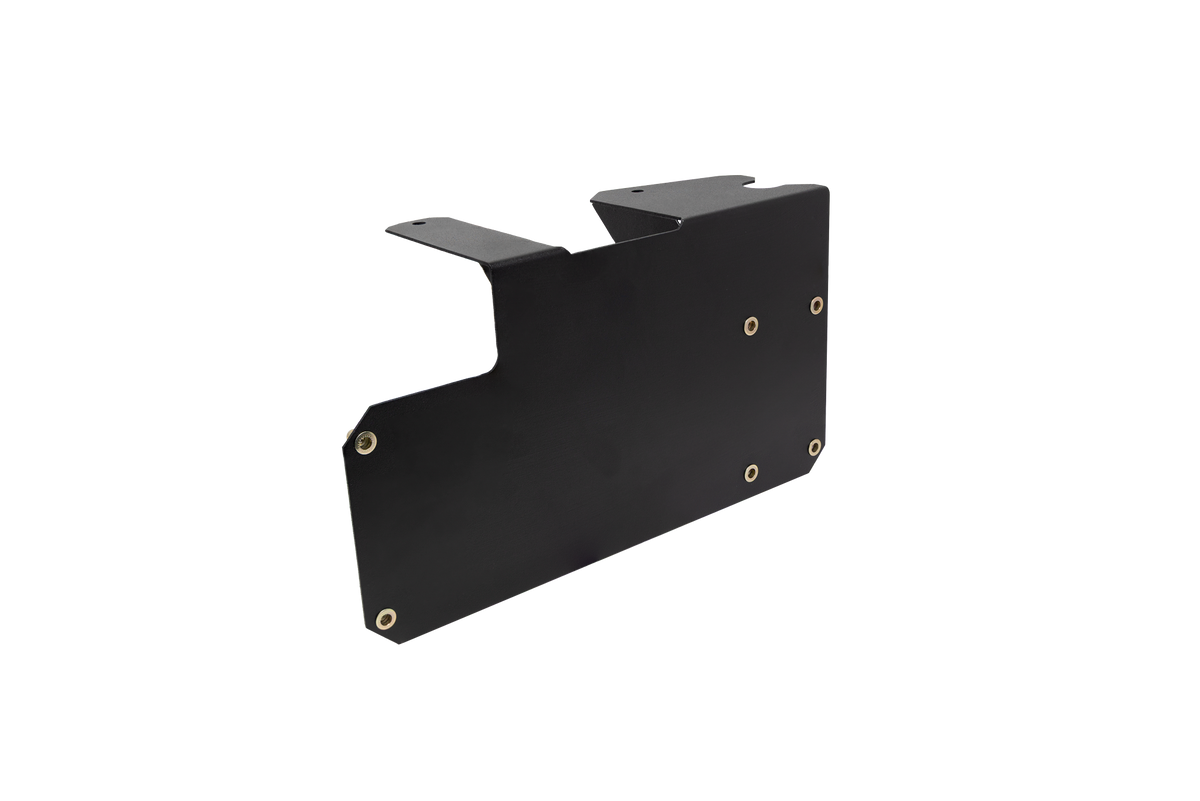 Black metal UTV Stereo mounting bracket with brass threaded inserts