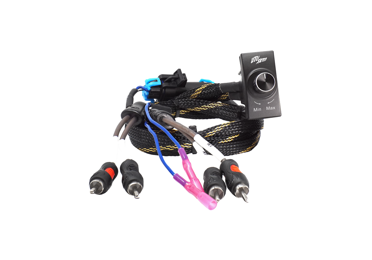 UTV Stereo bass controller knob with wiring harness and RCA connectors
