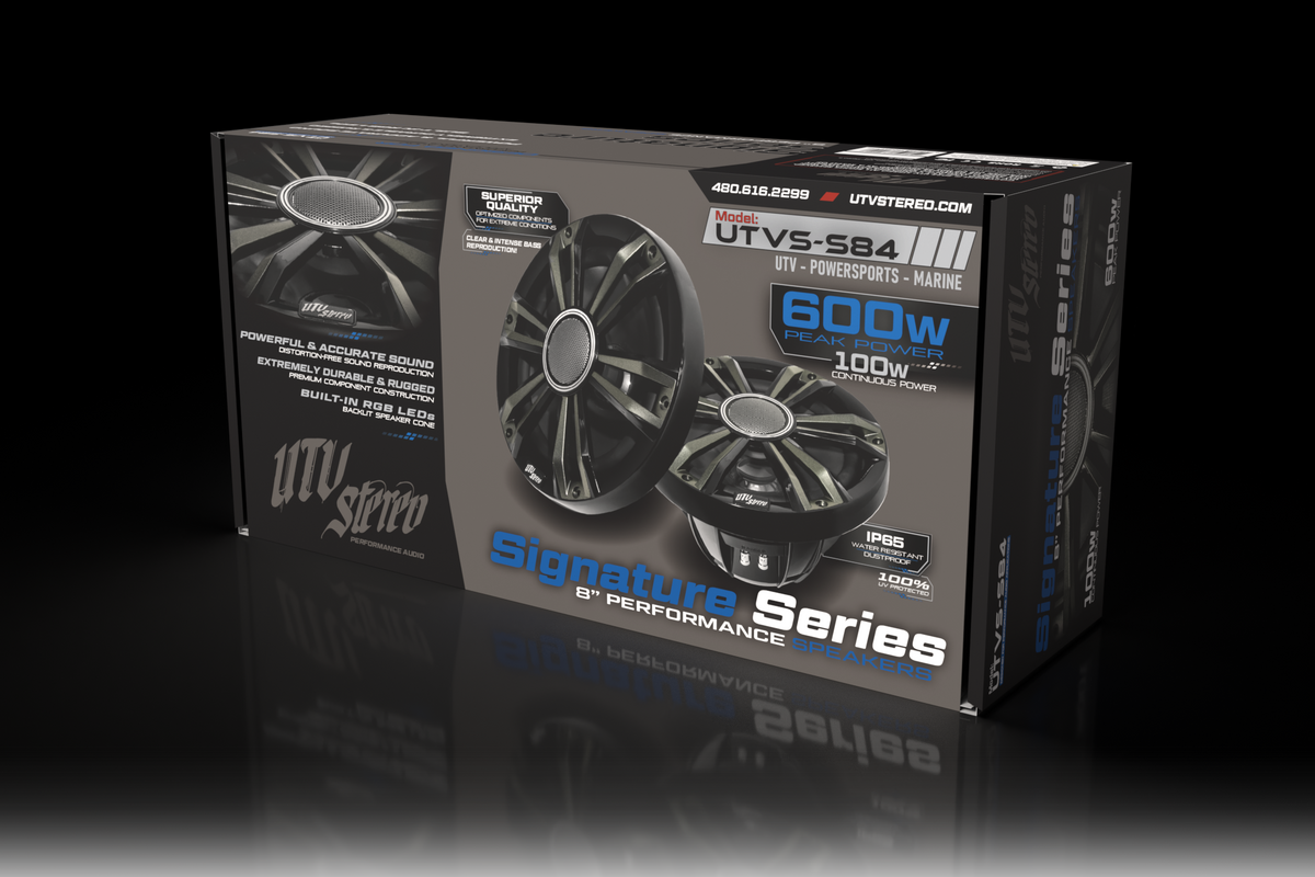 UTV Stereo Signature Series 8 inch performance speaker retail box