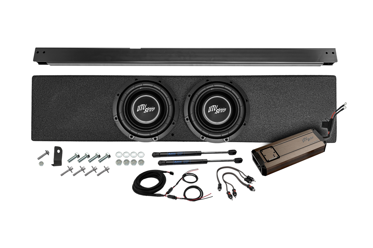 UTV Stereo dual subwoofer enclosure kit with amplifier and mounting hardware
