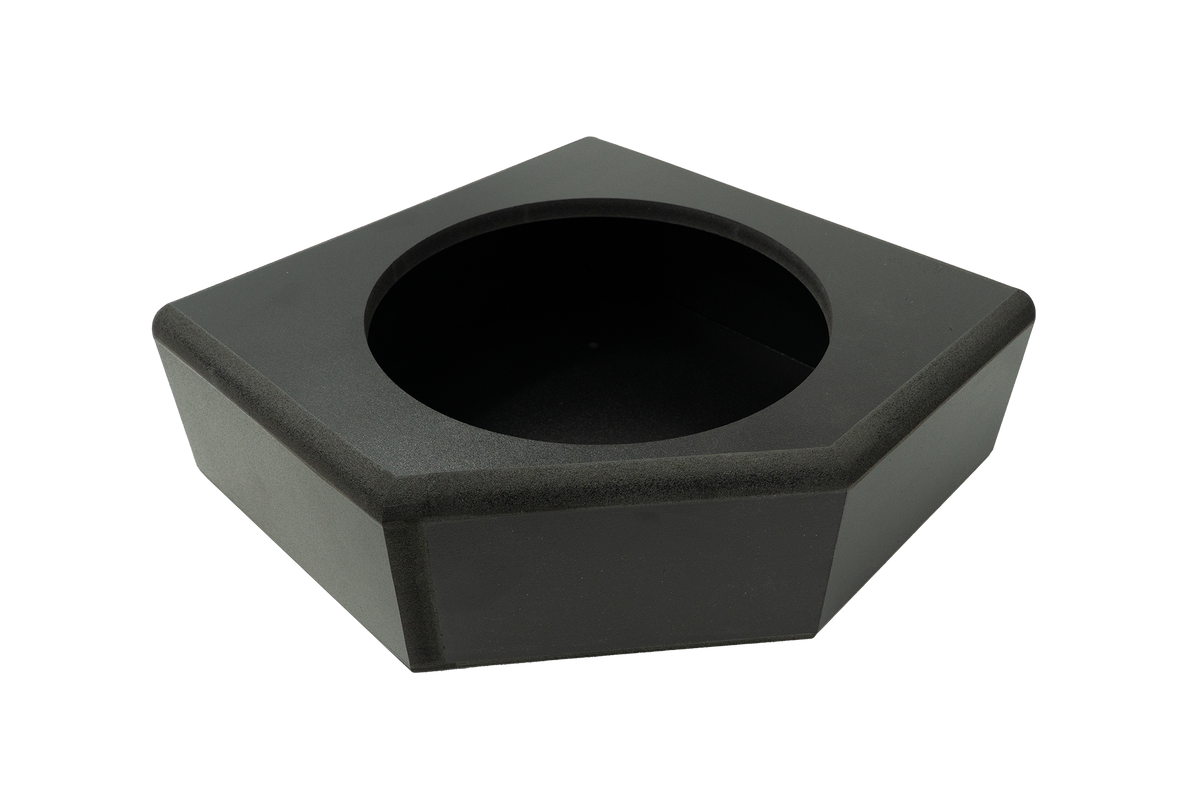 Black pentagonal subwoofer enclosure box