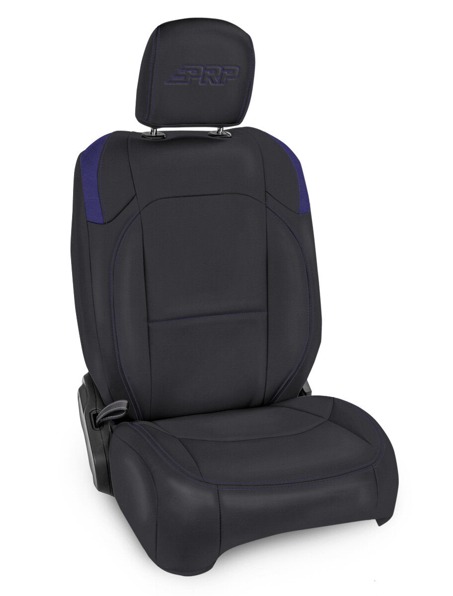 PRP Jeep Wrangler JL Front Seat Covers - 2 door- with Pocket Back (Pair) - Black/Purple