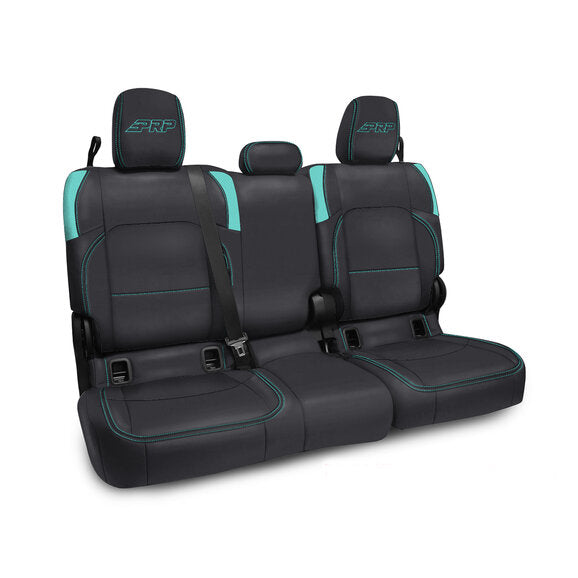 PRP Jeep Wrangler JT Rear Bench Covers - with no Armrest - Black/Teal