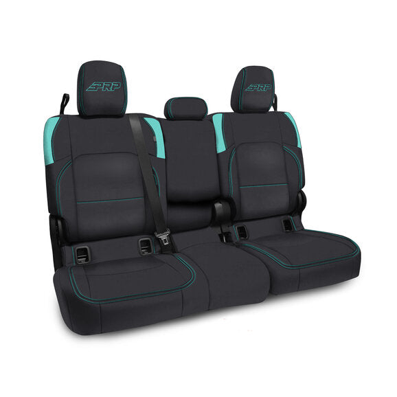 PRP Jeep Wrangler JT Rear Bench Covers - with Armrest - Black/Teal