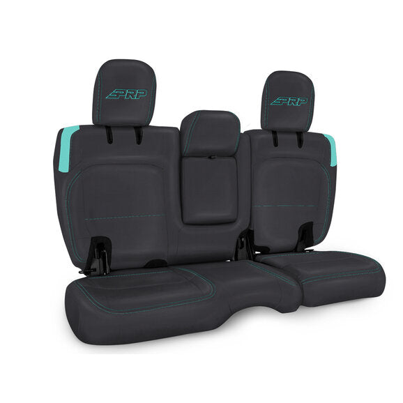 PRP Jeep Wrangler JL Rear Bench CoversU - 4 door with Armrest - Black/Teal