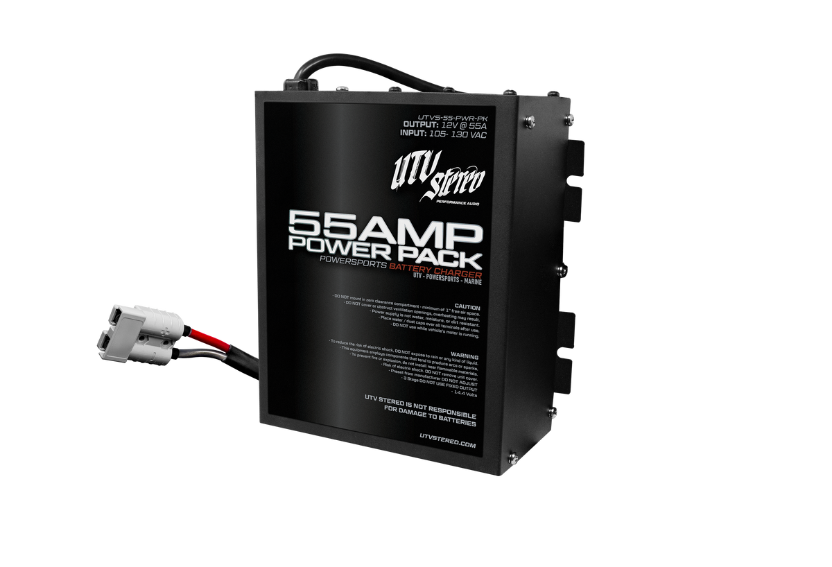 UTV Stereo 55 amp power pack battery charger with connector cable