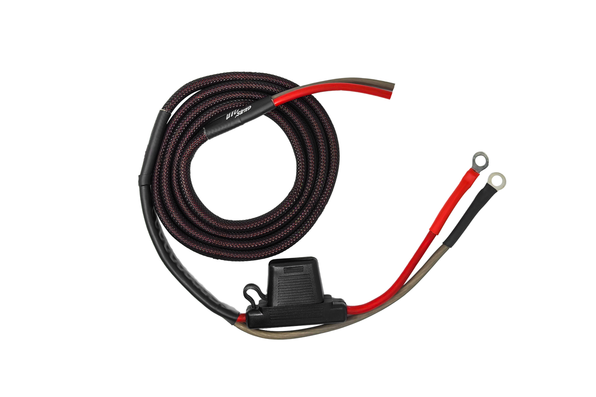 UTV Stereo power cable with inline fuse holder and ring terminals