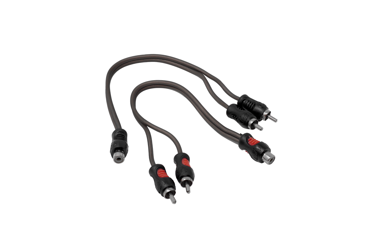 UTV Stereo RCA Y adapter cable with one female and two male connectors