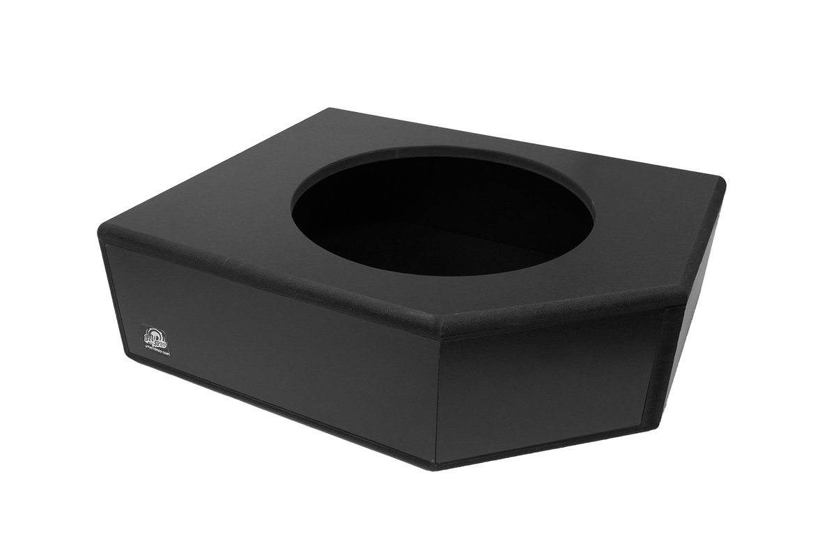 Black UTV Stereo subwoofer enclosure with a circular speaker cutout